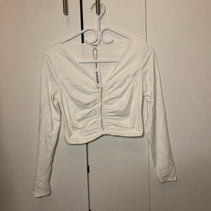 Garage white long sleeve going out top with holes🎀